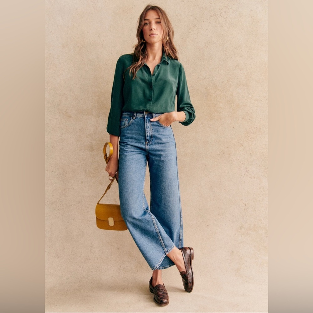 Sezane Le Crop Jean Denim. Size 36. Color: Denim Blue